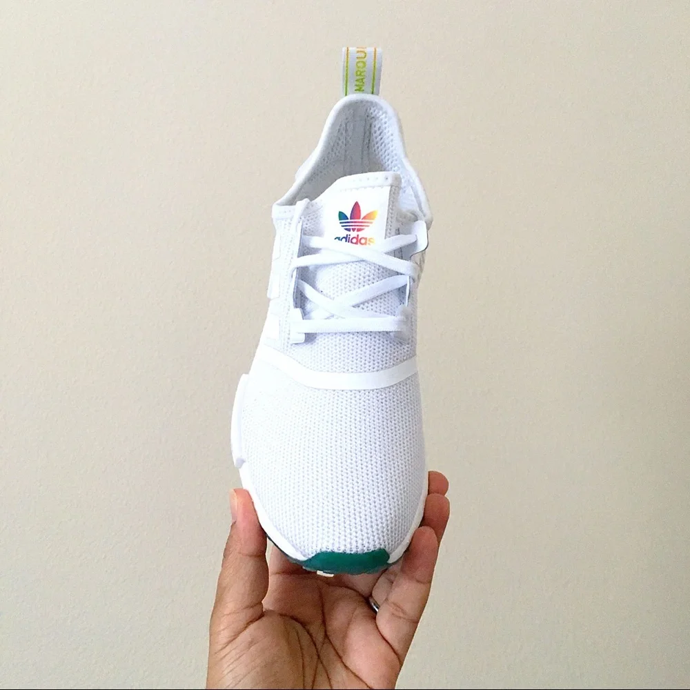Adidas NMD R1 Joyful Rainbow White Sneakers - Picture 4 of 10